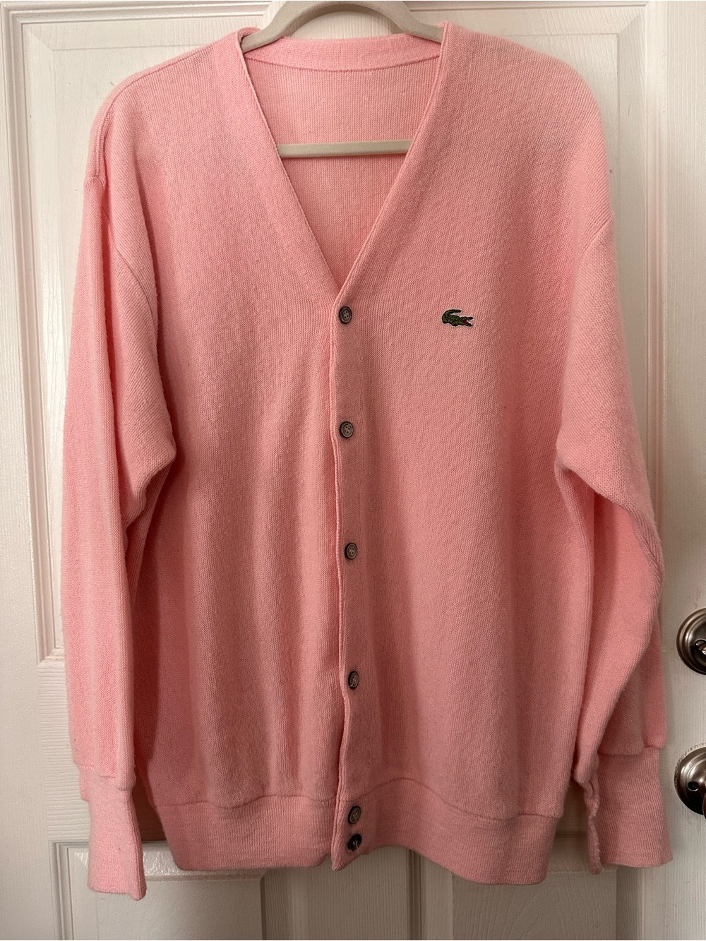 Lacoste Men's Light Pink V-Neck Button-Front Cardigan